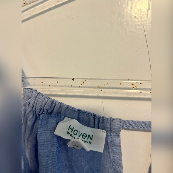 Haven Well Within cotton Blue Camisole with Lace Detail Tank Top Size L - Picture 3 of 4